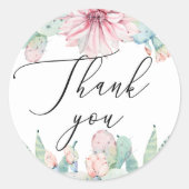 Sticker Rond Mariage Floral Cactus Boho | Remerciement Script (Devant)