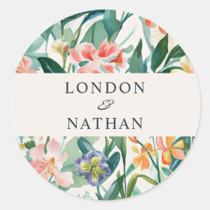 Sticker Rond Mariage floral coloré