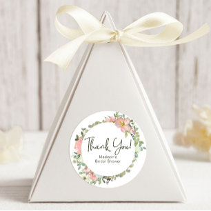 Sticker Rond Mariage floral coquille d'oeuf et blush