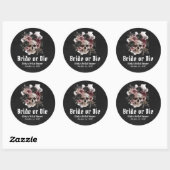 Sticker Rond Mariage Floral Crâne ou Mourir Enterrement de Vie  (Feuille)