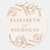 Sticker Rond Mariage floral d'amande et de cuivre (Devant)