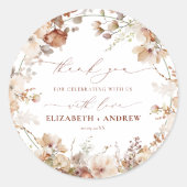 Sticker Rond Mariage floral de Boho neutre rustique (Devant)