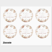 Sticker Rond Mariage floral de Boho neutre rustique (Feuille)