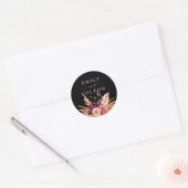 Sticker Rond Mariage Floral de Bourgogne noire (Enveloppe)