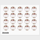 Sticker Rond Mariage floral de Bourgogne profonde (Feuille)