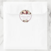 Sticker Rond Mariage floral de Bourgogne profonde (Sac)