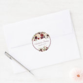 Sticker Rond Mariage floral de Bourgogne profonde (Enveloppe)