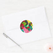 Sticker Rond Mariage floral de Camellias rouge (Enveloppe)