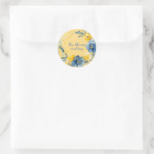 Sticker Rond Mariage floral de courge jaune et bleu (Sac)