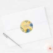 Sticker Rond Mariage floral de courge jaune et bleu (Enveloppe)