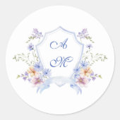 Sticker Rond Mariage floral de crête bleue Dusty (Devant)