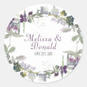 Sticker Rond Mariage floral de Fleurs sauvages d'aquarelle (Devant)