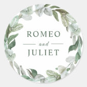 Sticker Rond Mariage Floral de Jardin d'Été (Devant)