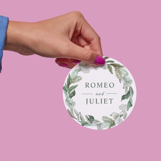 Sticker Rond Mariage Floral de Jardin d'Été