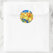 Sticker Rond Mariage floral de la jonquille jaune (Sac)