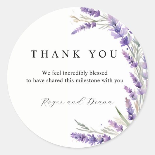 Sticker Rond Mariage floral de lavande rustique (Devant)