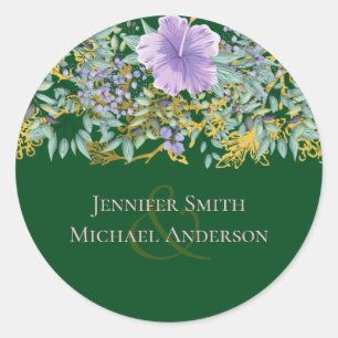 Sticker Rond Mariage floral de lavande violette de budget