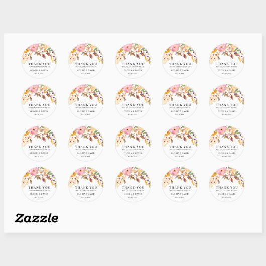 Sticker Rond Mariage floral de printemps (Feuille)