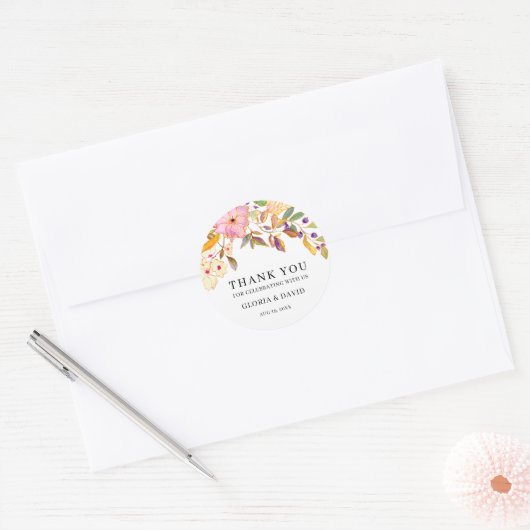 Sticker Rond Mariage floral de printemps (Enveloppe)