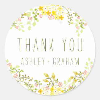 Sticker Rond Mariage Floral de printemps Personnalisé Merci