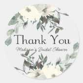Sticker Rond Mariage floral de roses blanches d'ivoire (Devant)