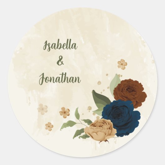 Sticker Rond mariage floral de terre cuite (Devant)