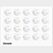 Sticker Rond Mariage floral du papillon vert du printemps (Feuille)