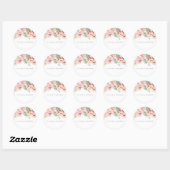 Sticker Rond Mariage floral Dusty Rose (Feuille)