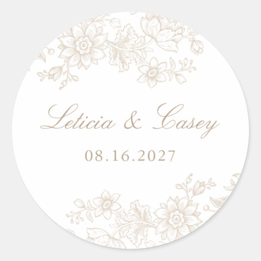 Sticker Rond Mariage floral élégant (Devant)