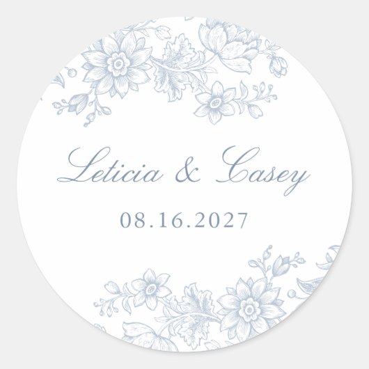 Sticker Rond Mariage floral élégant (Devant)