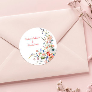 Sticker Rond Mariage Floral Élégant
