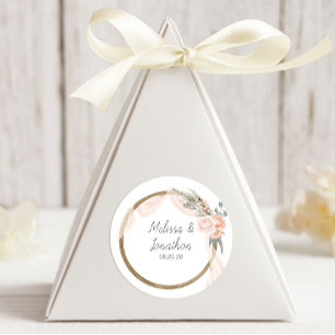 Sticker Rond Mariage Floral Élégant Bohème Moderne Rose