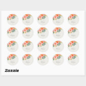 Sticker Rond Mariage floral élégant moderne (Feuille)