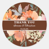 Sticker Rond Mariage floral en terre cuite rouille (Devant)