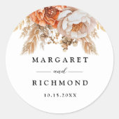 Sticker Rond Mariage floral en terre cuite rouillée (Devant)