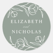 Sticker Rond Mariage floral esquissé (Devant)