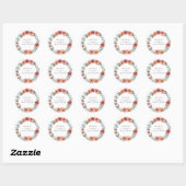 Sticker Rond Mariage floral Ethereal Blush Peach (Feuille)