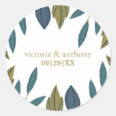 Sticker Rond Mariage floral feuille rustique (Devant)