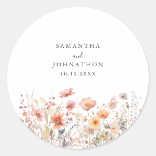 Sticker Rond Mariage Floral Fleur de Pêcher