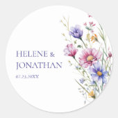 Sticker Rond Mariage Floral Fleur sauvage moderne (Devant)