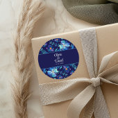 Sticker Rond Mariage Floral Floral bleu mexicain