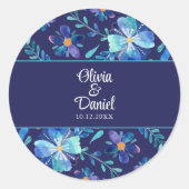 Sticker Rond Mariage Floral Floral bleu mexicain (Devant)