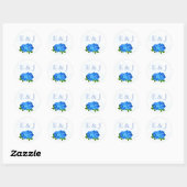 Sticker Rond Mariage Floral Hydrangea Bleu (Feuille)