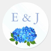 Sticker Rond Mariage Floral Hydrangea Bleu (Devant)