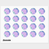 Sticker Rond Mariage floral Lilac et Purple Pastel (Feuille)