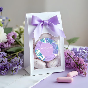 Sticker Rond Mariage floral Lilac et Purple Pastel