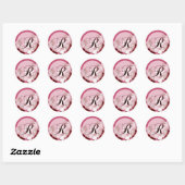 Sticker Rond Mariage floral lunaire Monogramme R Enveloppe Scea (Feuille)