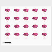 Sticker Rond Mariage floral Magenta Peony (Feuille)