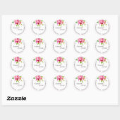 Sticker Rond Mariage Floral Mariage d'adresse de retour (Feuille)
