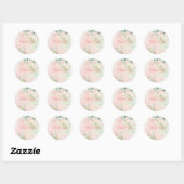 Sticker Rond Mariage Floral Mariage Élégant Pink Script (Feuille)